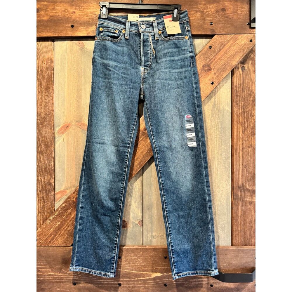 Levi's Wedgie Straight Jeans Women's 24x28 High Rise Dark Blue Wash NWT